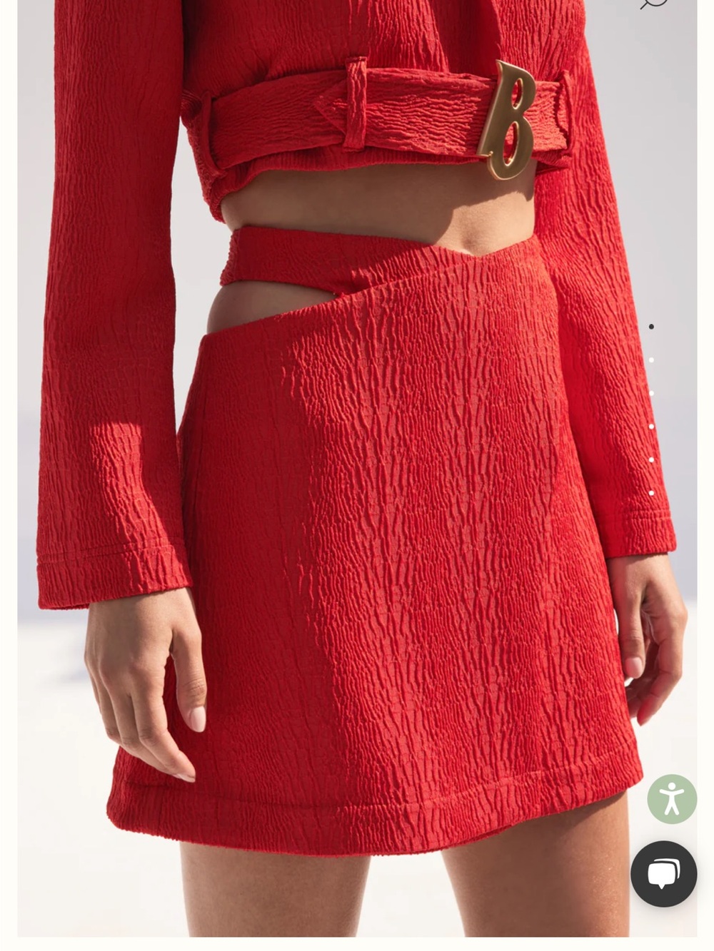 cult gaia Red Textured Cutout Mini Skirt